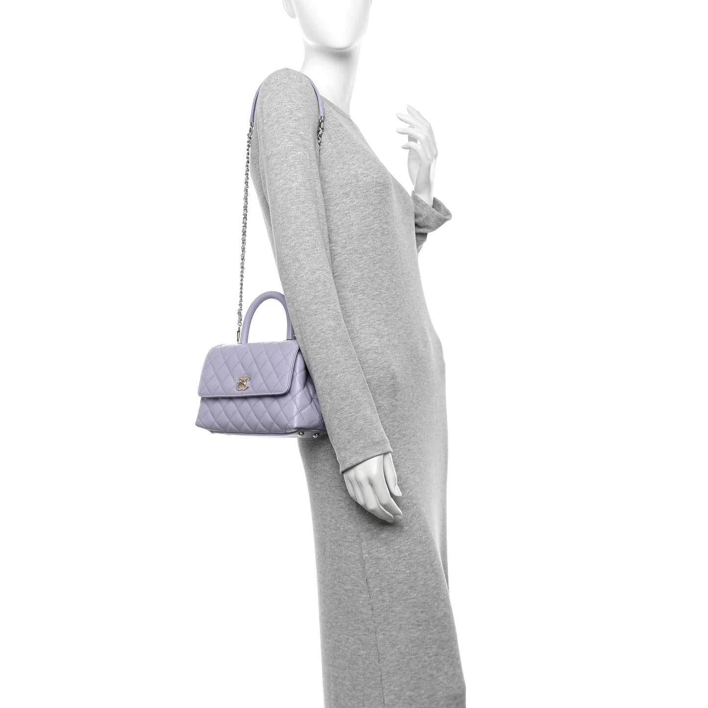 Caviar Quilted Mini Coco Handle Flap Light Purple