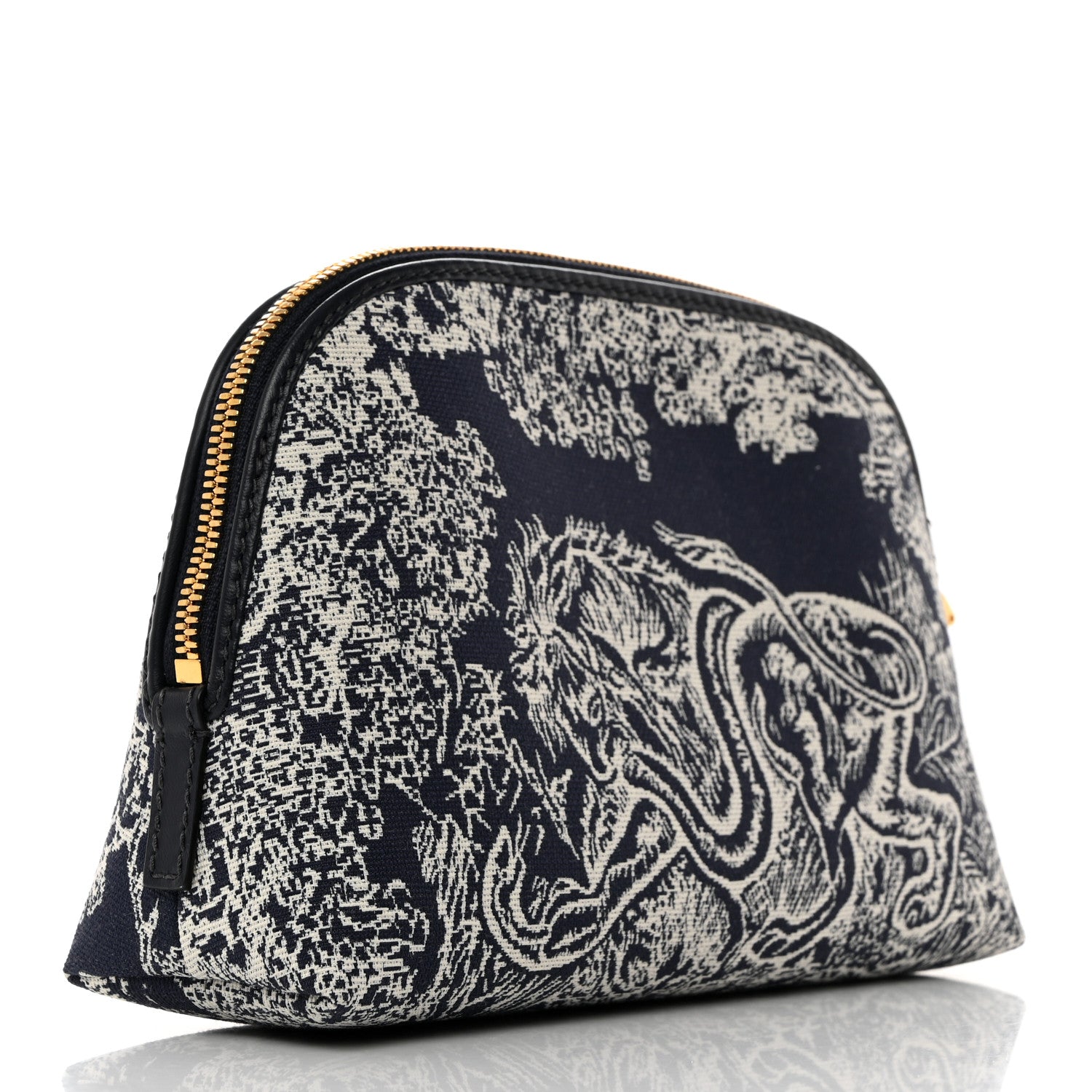 Christian Dior Embroidered Toile De Jouy 30 Montaigne Cosmetic Pouch Blue 3 of 7