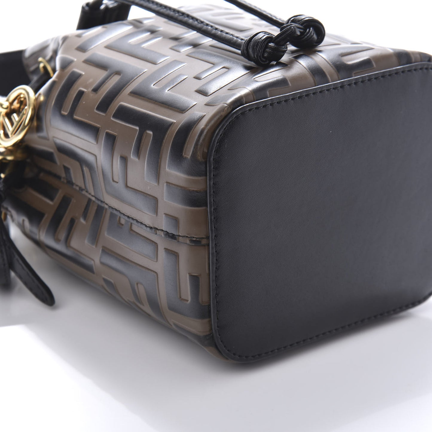Vitello Liberty F is Fendi Bi-Color FF 1974 Embossed Mini Mon Tresor Bucket Bag Maya Black