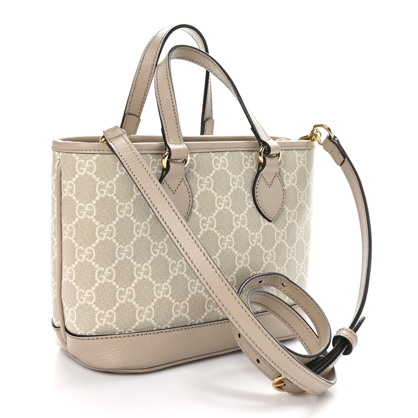 GG Supreme Monogram Textured Dollar Calfskin Mini Ophidia Shoulder Tote Bag Bag Beige Mystic White Oatmeal