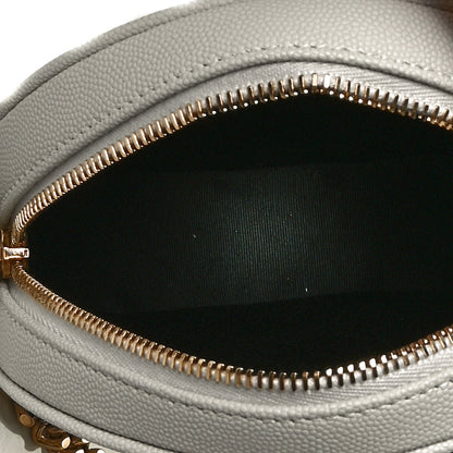 Saint Laurent Grain De Poudre Matelasse Chevron Quilted Round Vinyle Camera Bag Crema Soft 5 of 9