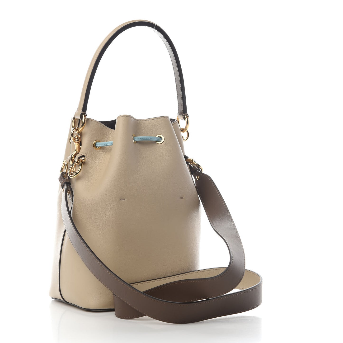 Vitello Grace F is Fendi Stamp Patch Perforated Small Mon Tresor Bucket Bag Nuvola