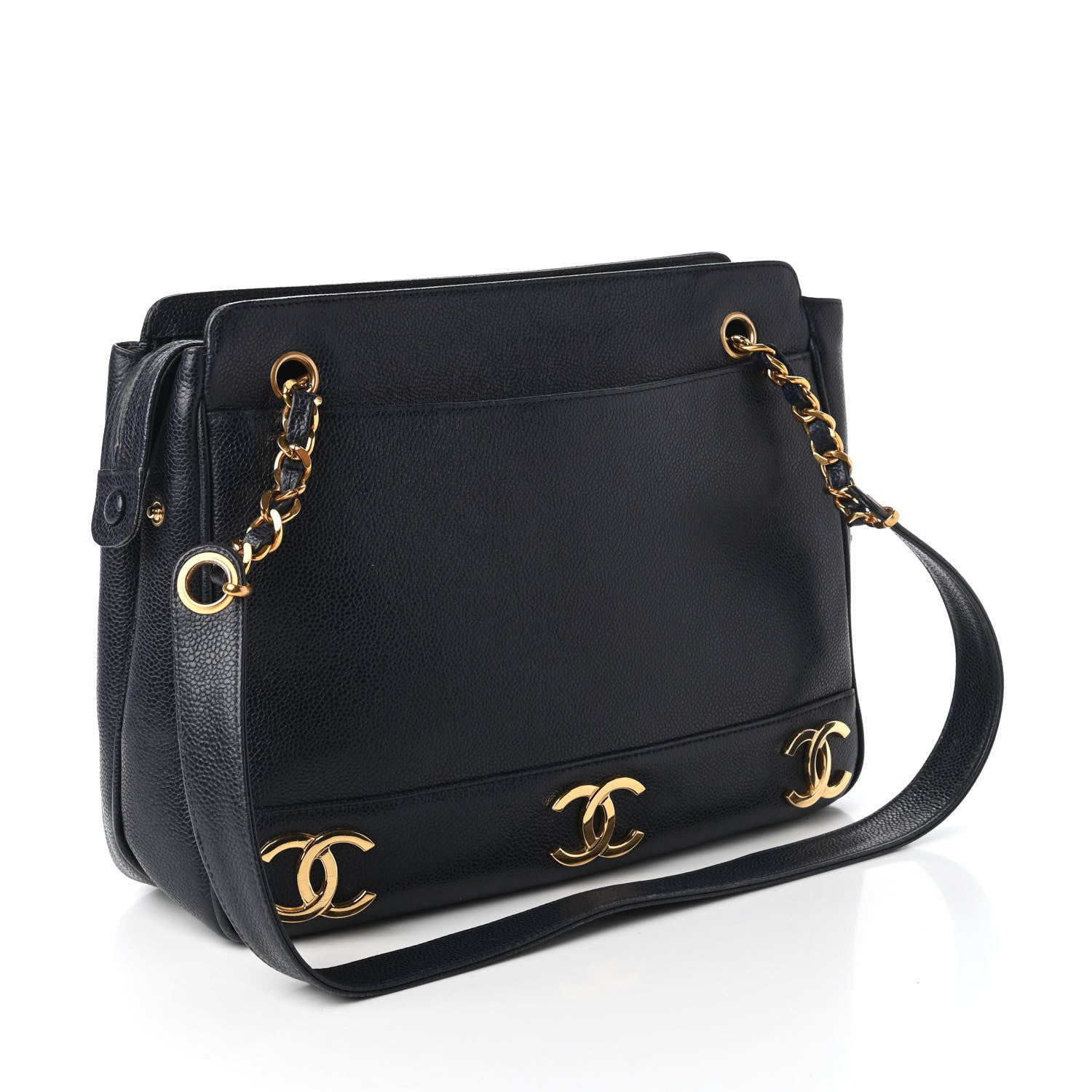 Chanel Caviar CC Shoulder Bag Navy Blue 3 of 10