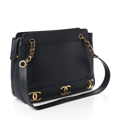Chanel Caviar CC Shoulder Bag Navy Blue 3 of 10