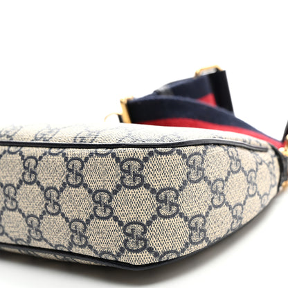 Gucci GG Supreme Monogram Textured Dollar Calfskin Web Small Ophidia GG Handbag Beige Blue 10 of 10