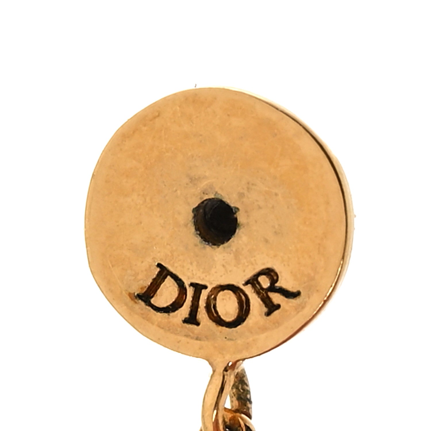 Christian Dior Pearl Crystal Star Needle Dangle Chain Earrings Gold 4 of 6