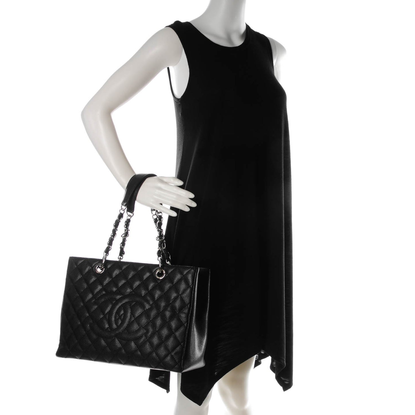 Caviar Quilted Grand Shopping Tote GST Black