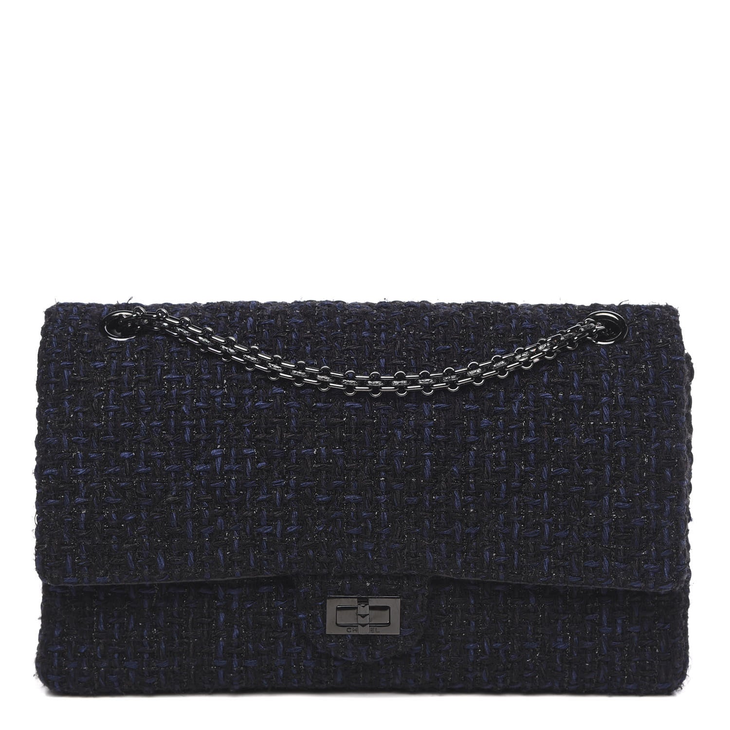 Chanel Tweed Quilted 2.55 Reissue 226 Flap Blue Black 1 of 13