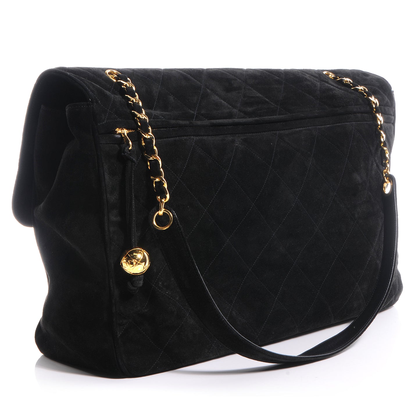 Suede Quilted XL Weekender Bag Black