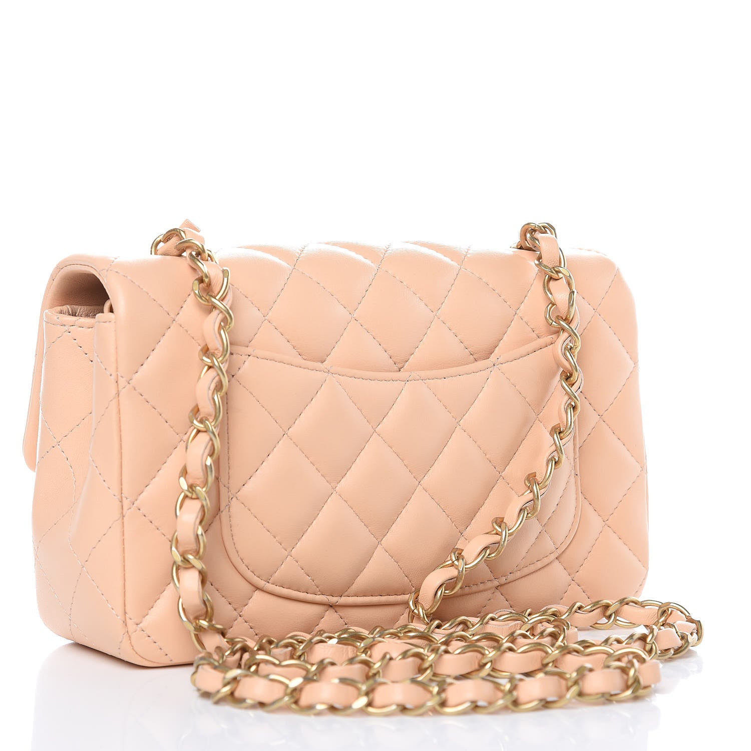 Chanel Lambskin Quilted Mini Rectangular Flap Beige 3 of 12