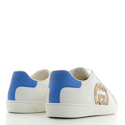 Gucci Calfskin Miro Soft Snakeskin Womens Ace Sneakers 36.5 White 4 of 9