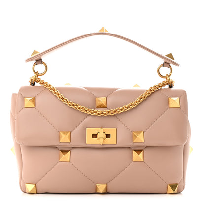 Valentino Garavani Nappa Large Roman Stud Shoulder Bag Rose Cannelle 1 of 9