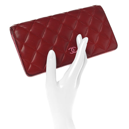Chanel Lambskin Quilted Yen Wallet Red Pink 2 of 13