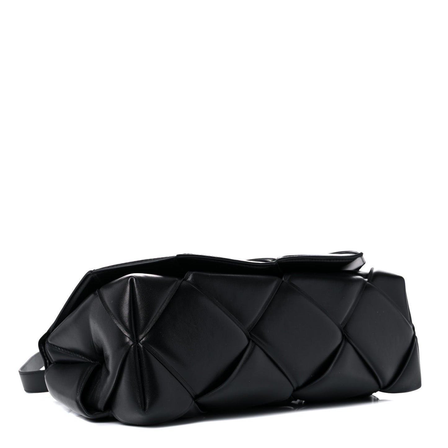 Nappa Intreccio Padded Top Handle Shoulder Bag Black