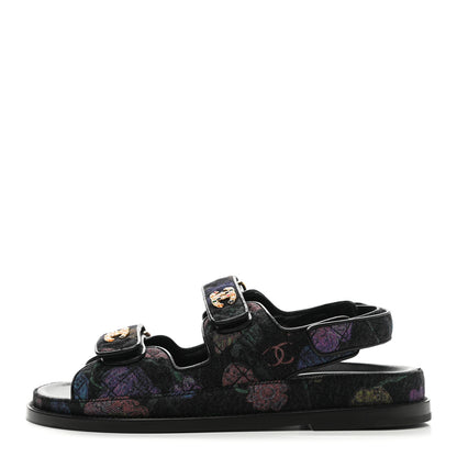 Chanel Denim Quilted Dad Sandals 37.5 Black Multicolor 1 of 10