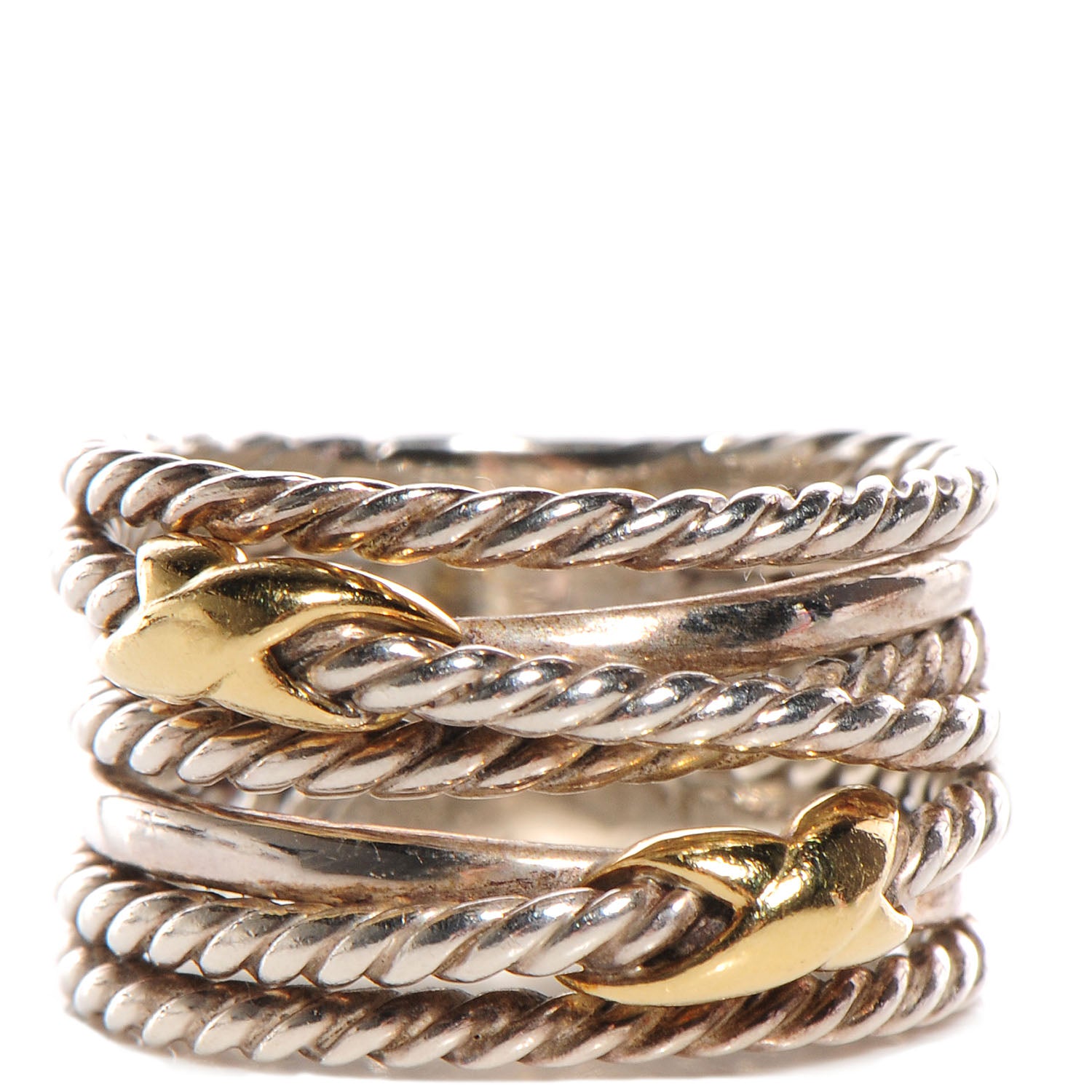David Yurman Sterling Silver 18k Yellow Gold Double X Crossover Ring 5.5 1 of 5