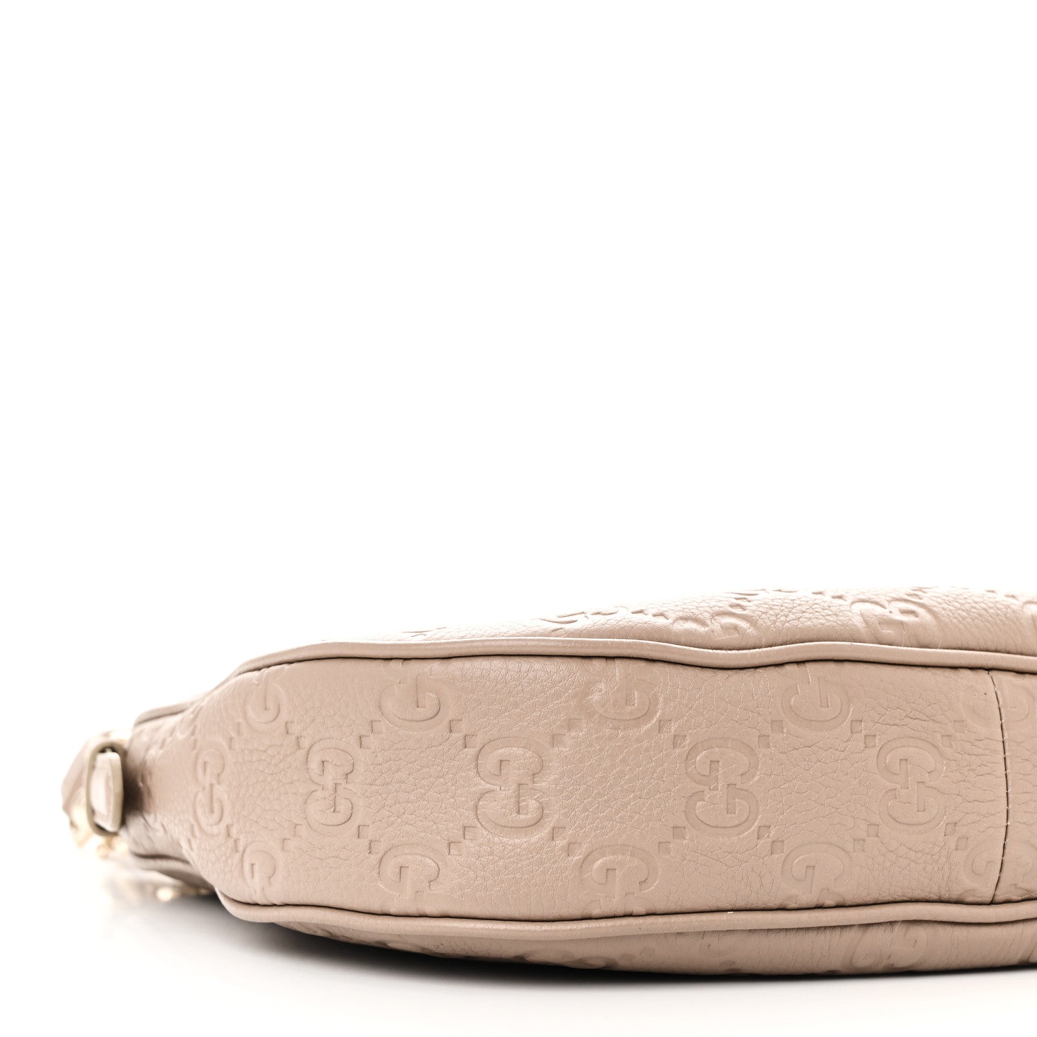 Gucci Grainy Calfskin GG Embossed Emblem Medium Half Moon Shoulder Bag Taupe 9 of 10