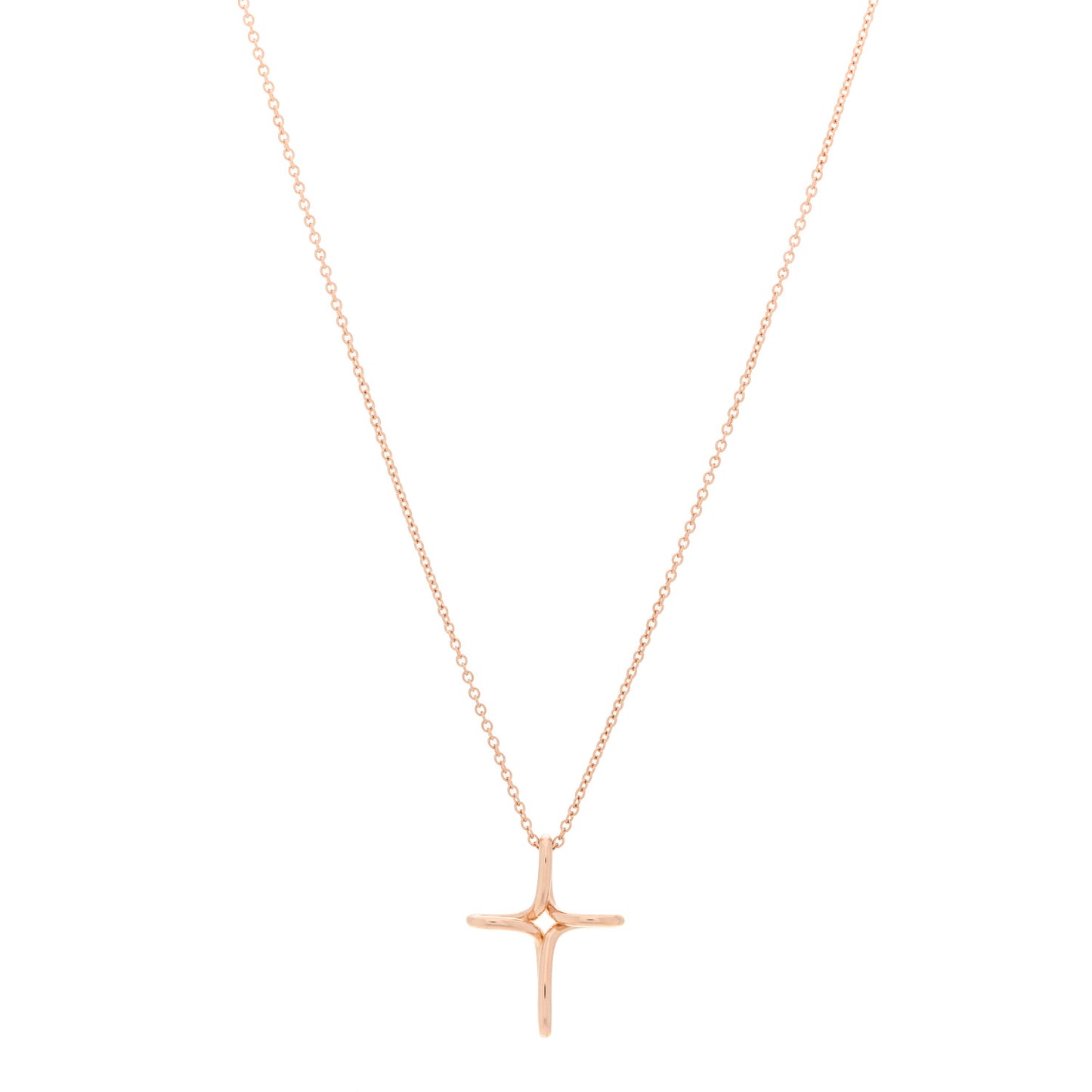 18K Rose Gold Elsa Peretti Infinity Cross Pendant Necklace