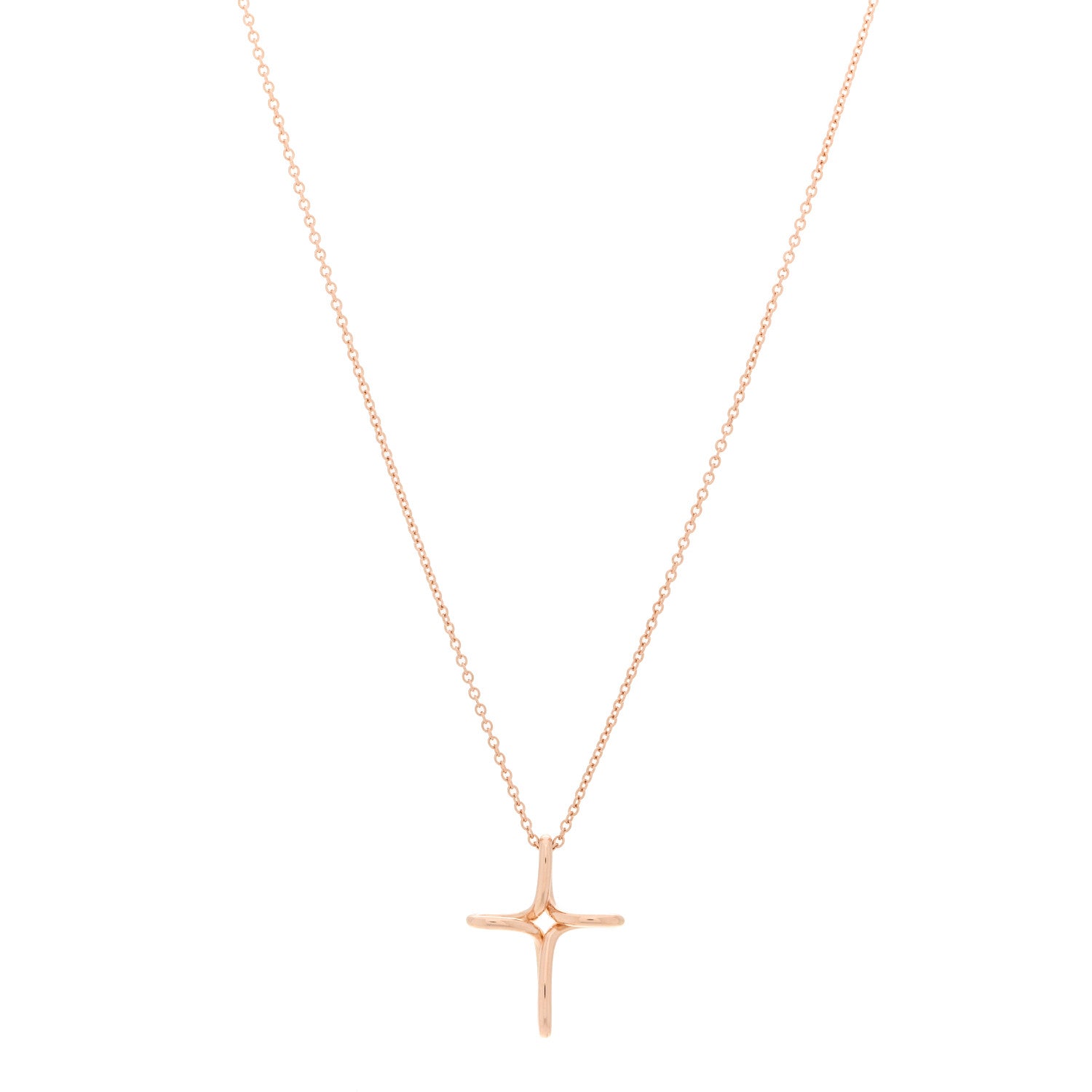 Tiffany 18K Rose Gold Elsa Peretti Infinity Cross Pendant Necklace 1 of 5