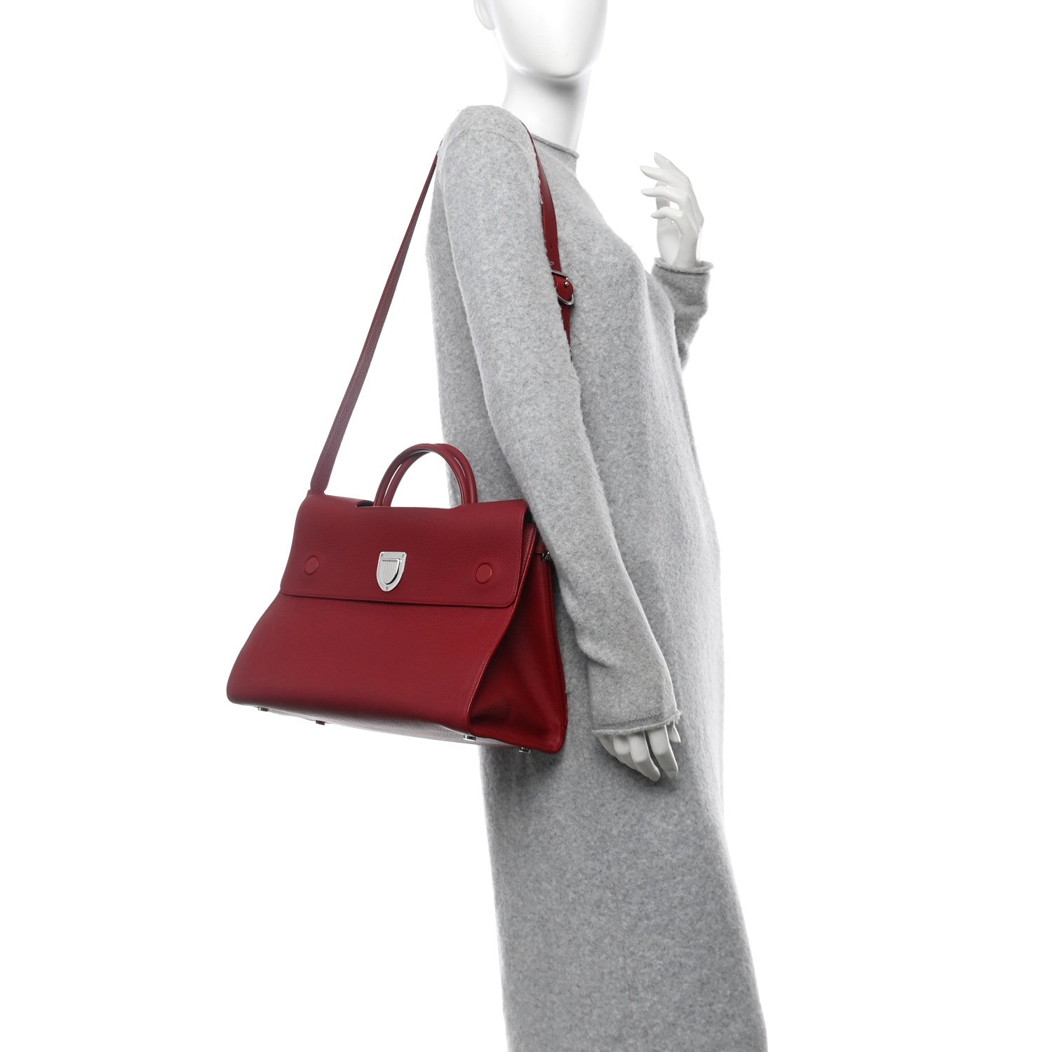 Christian Dior Grained Calfskin Large Diorever Flap Red 2 of 11