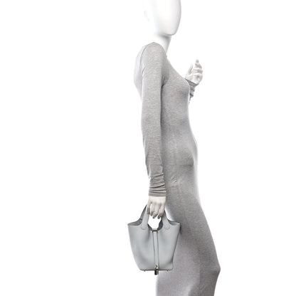 Hermes Taurillon Clemence Picotin Lock 18 PM Bleu Pale 2 of 10