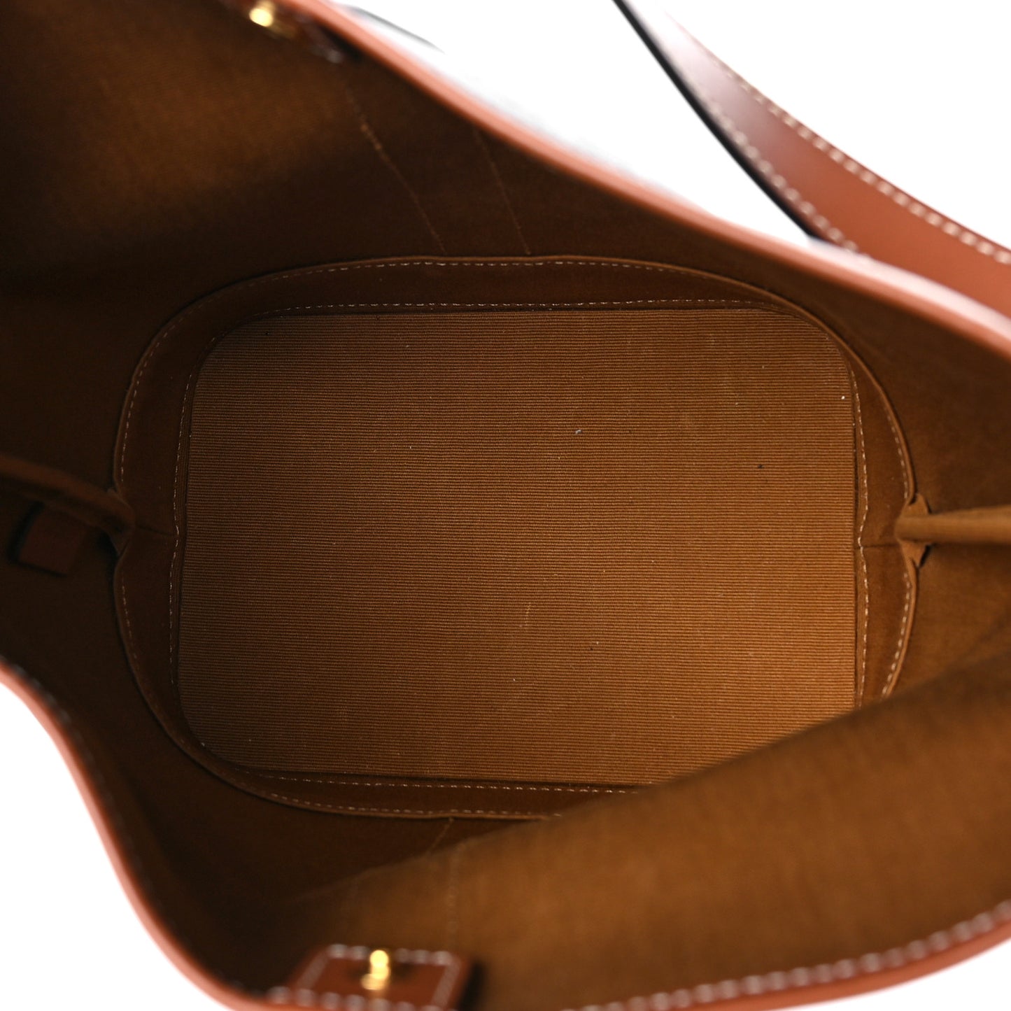 Triomphe Canvas Calfskin Small Bucket Bag Tan