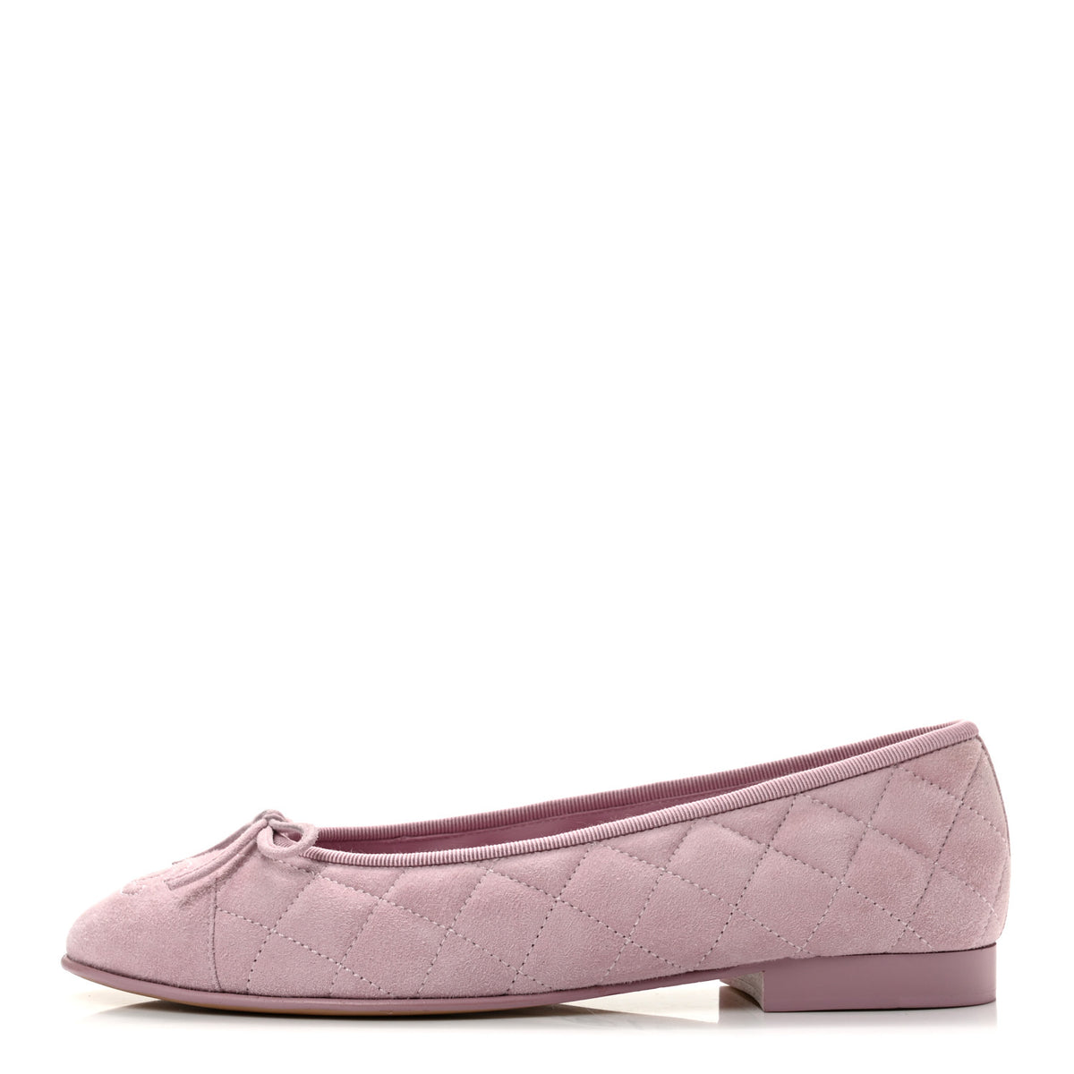 Suede Quilted Cap Toe CC Ballerina Flats 37.5 Light Pink