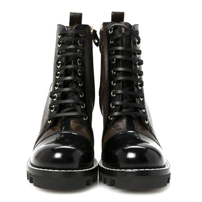 Louis Vuitton Patent Calfskin Monogram Star Trail Ankle Boots 39 Black 3 of 8