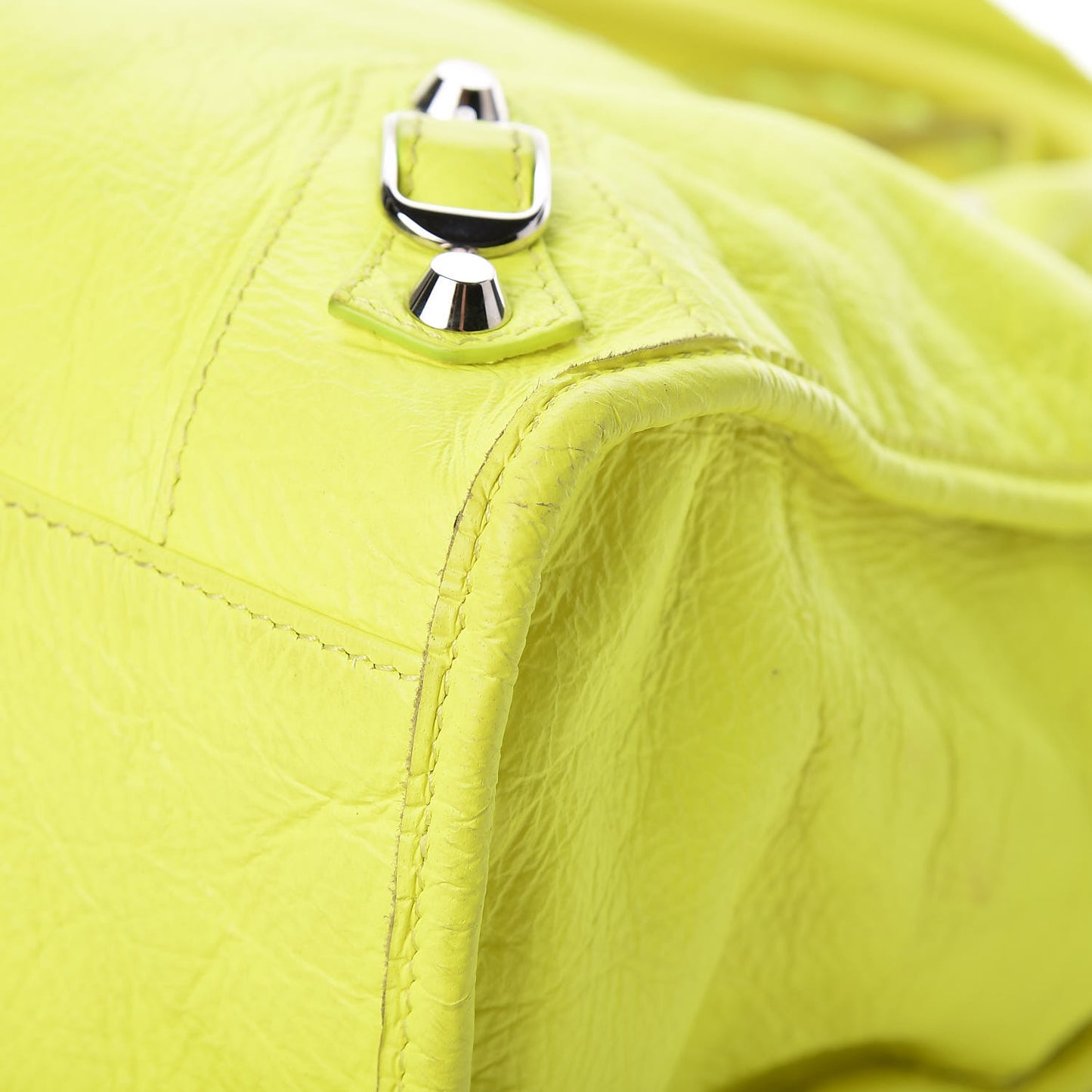Agneau Classic Silver Hardware City Jaune Fluo