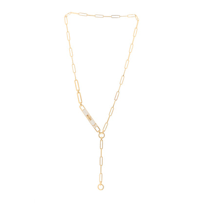 Hermes 18K Yellow Gold Diamond Pave PM Kelly Chaine Lariat Necklace ST 2 of 4