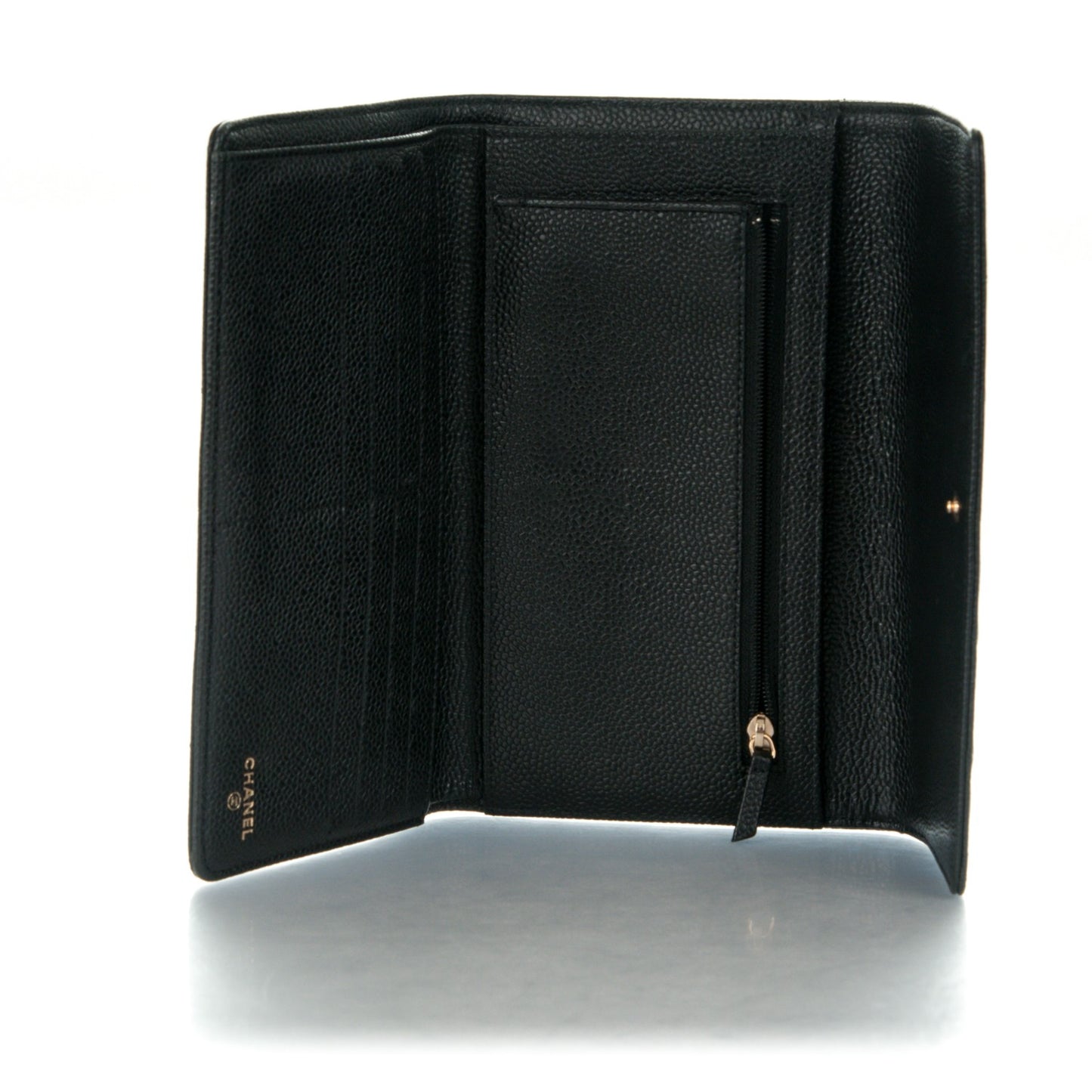 Caviar Quilted Large Flap Wallet Black