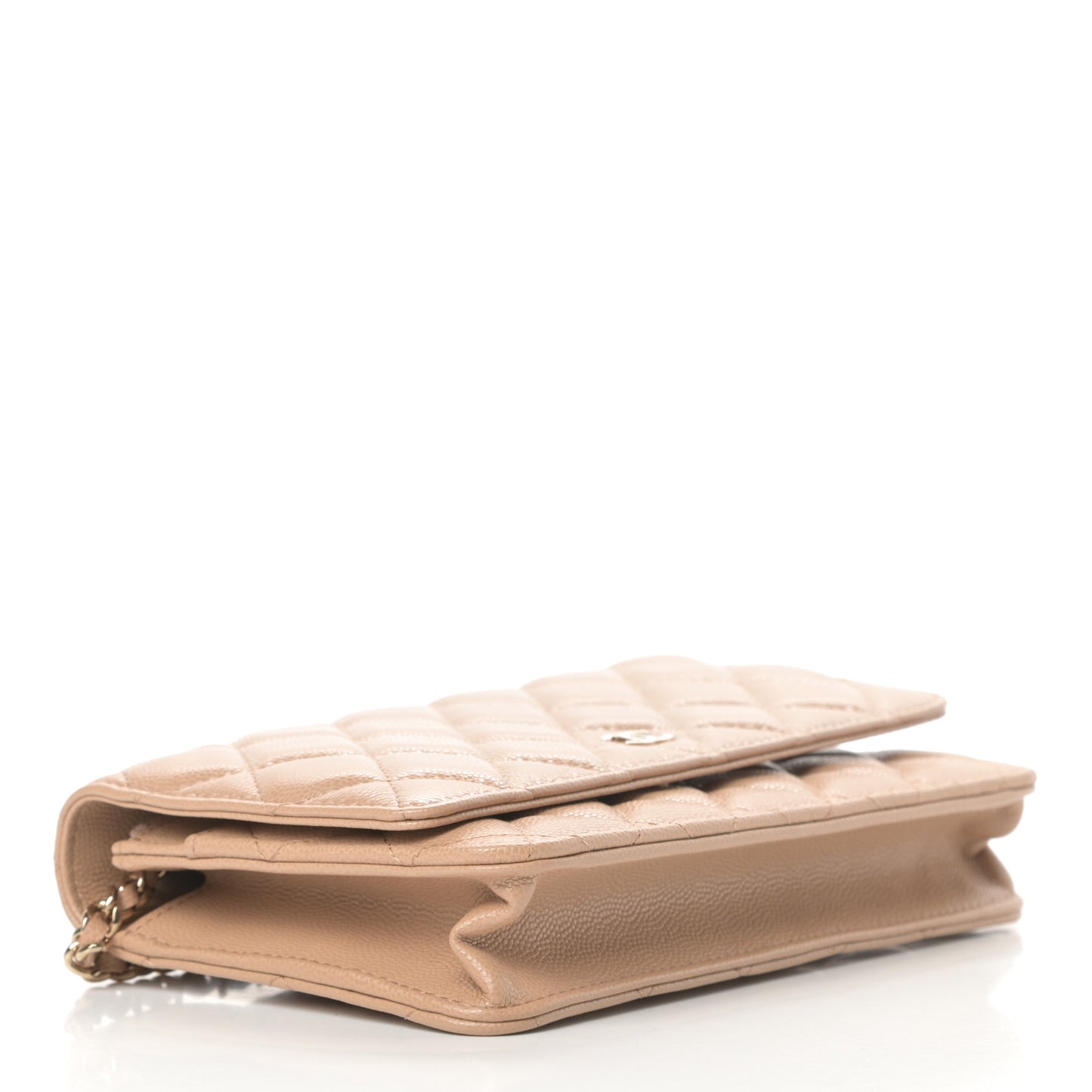 Caviar Quilted Wallet On Chain WOC Beige