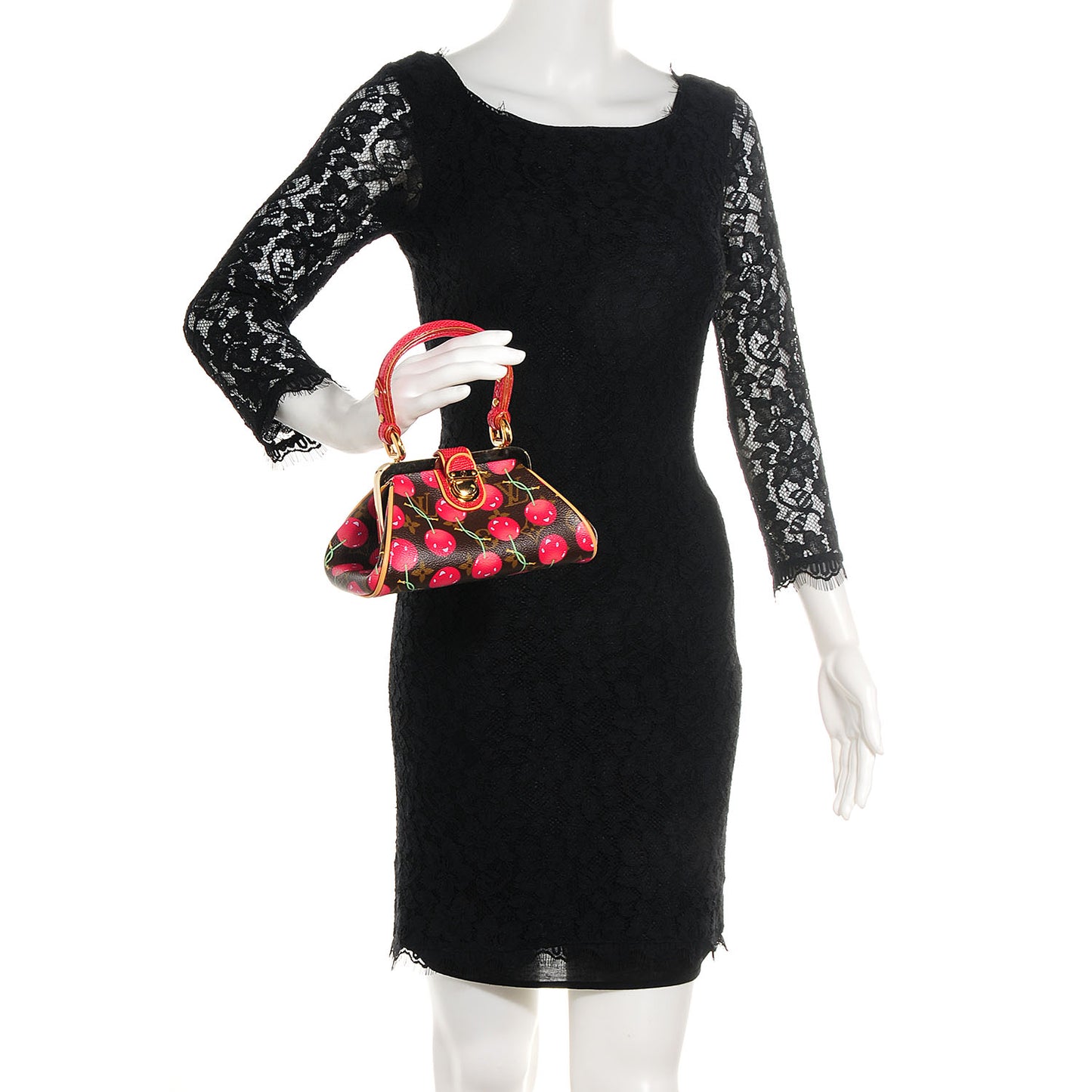 Lizard Monogram Cerises Sac Fermoir PM