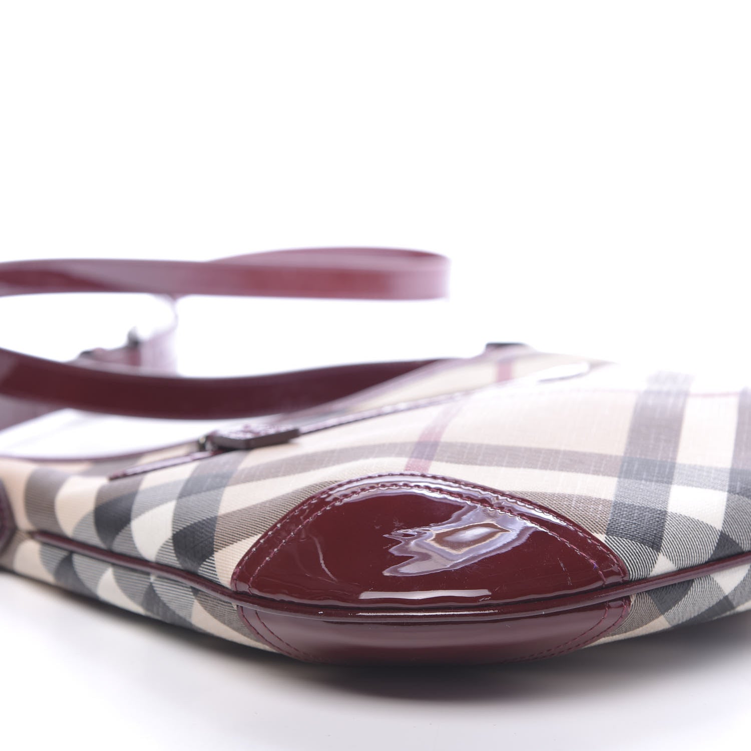 Burberry Patent Nova Check Dryden Crossbody Bag Dark Red 14 of 15