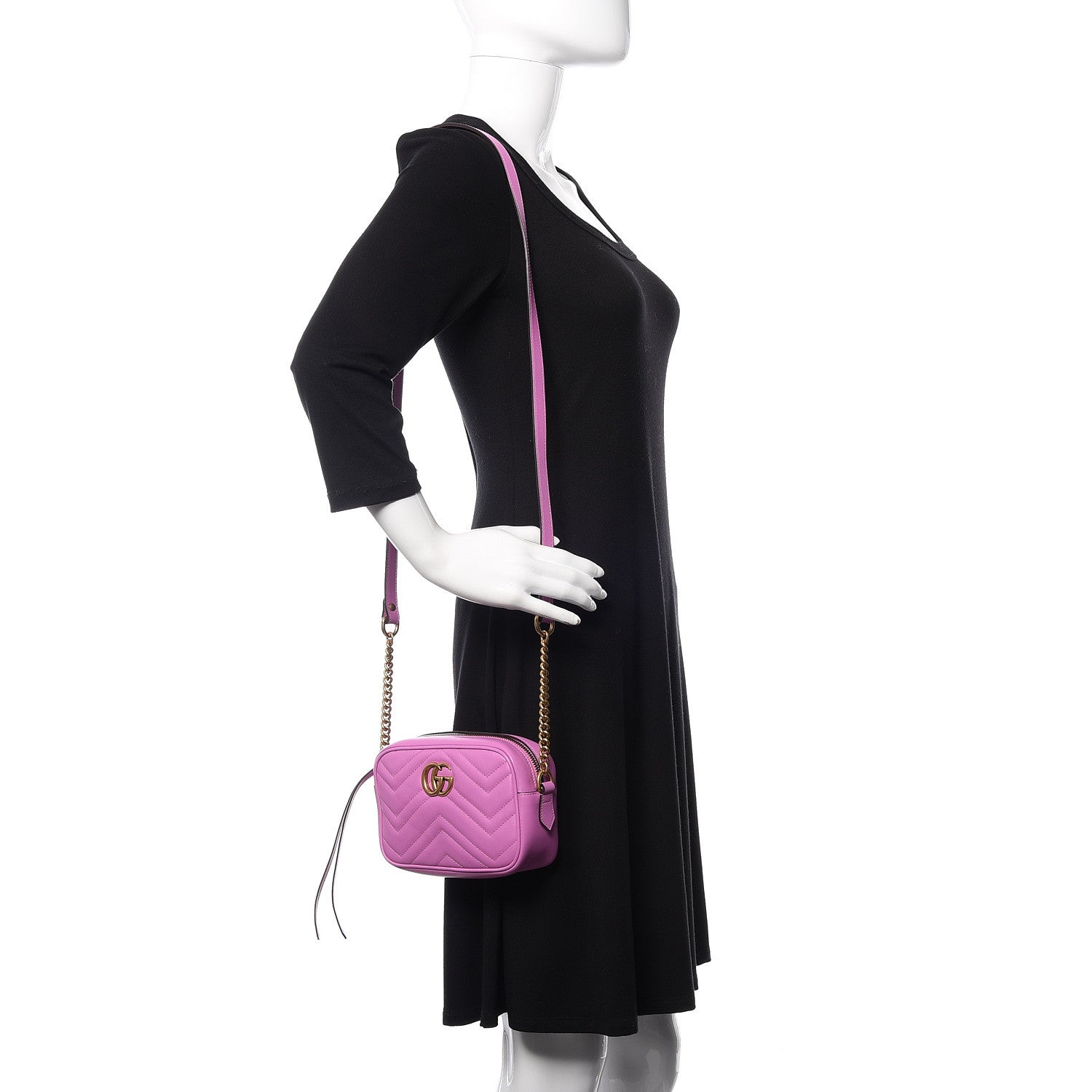 Gucci Calfskin Matelasse Mini GG Marmont Chain Shoulder Bag Candy Mousse 2 of 10