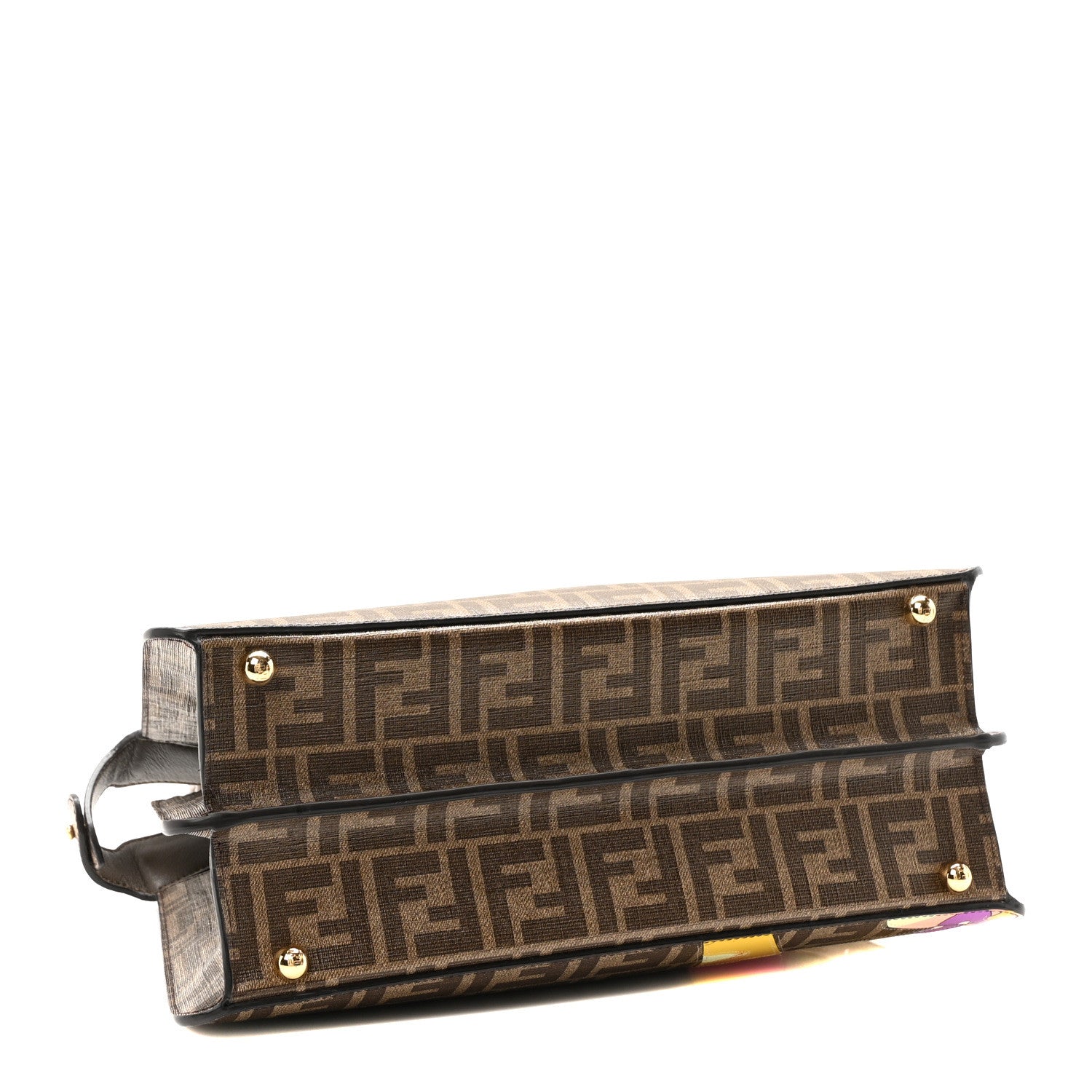 Fendi Glazed Fabric Vitello FF 1974 Hairdo Girls Inlay Medium Peekaboo Iconic Satchel Mogano Panna Multicolor 4 of 9