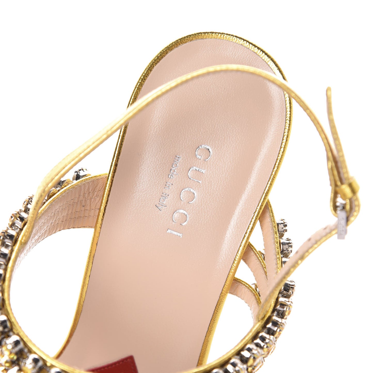 Nappa Silk Crystal Bertie High Heel Sandals 37.5 Gold