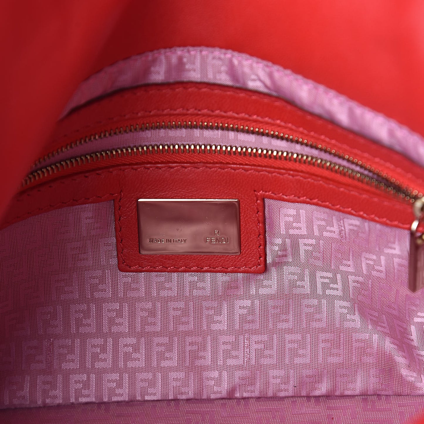 Nappa Logo Embossed Baguette Red