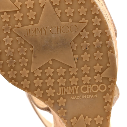 Jimmy Choo Metallic Calfskin Cork Portia 120 Wedge Sandals 38.5 Gold 8 of 14