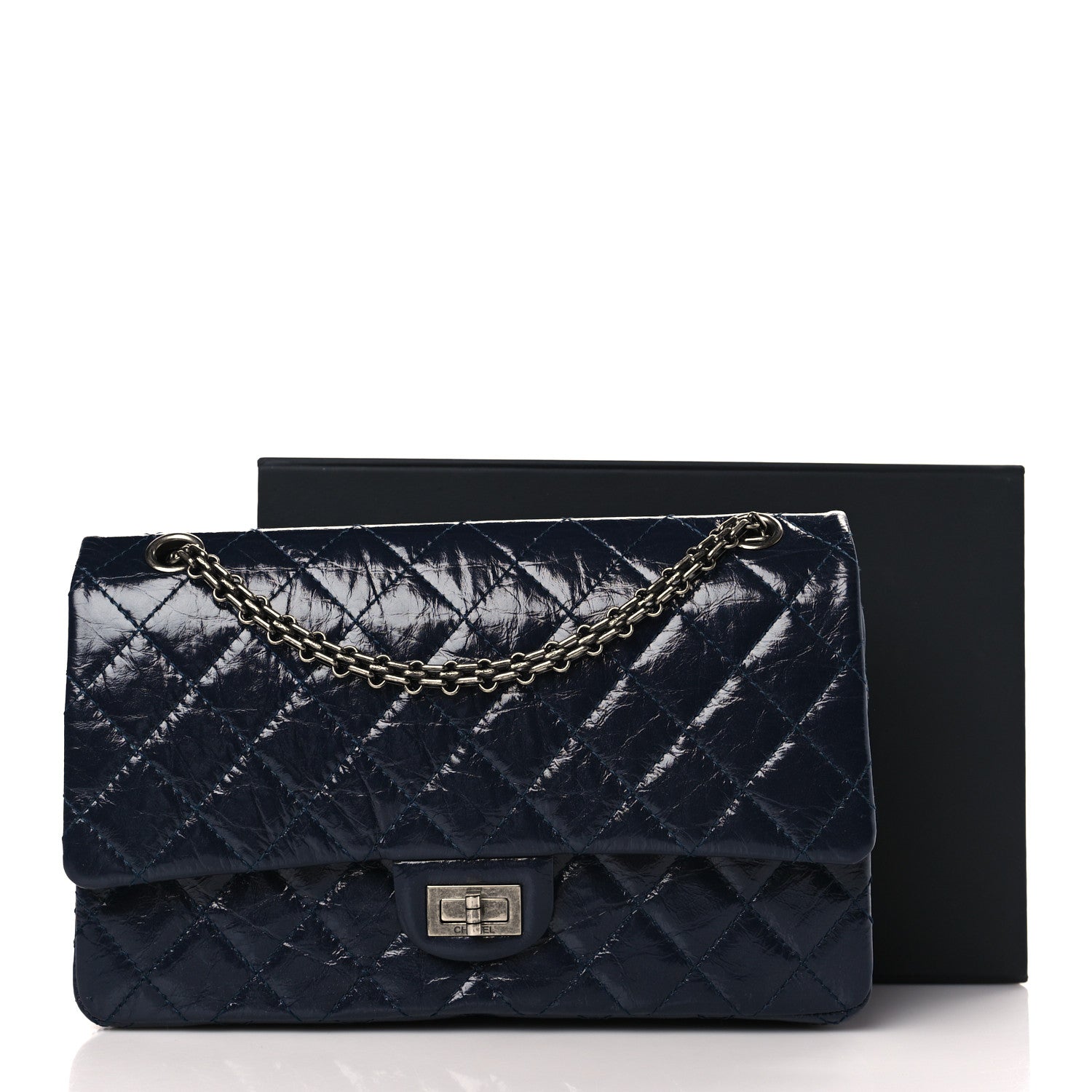 Chanel Aged Calfskin Quilted 2.55 Reissue 226 Flap Navy Blue 10 of 10