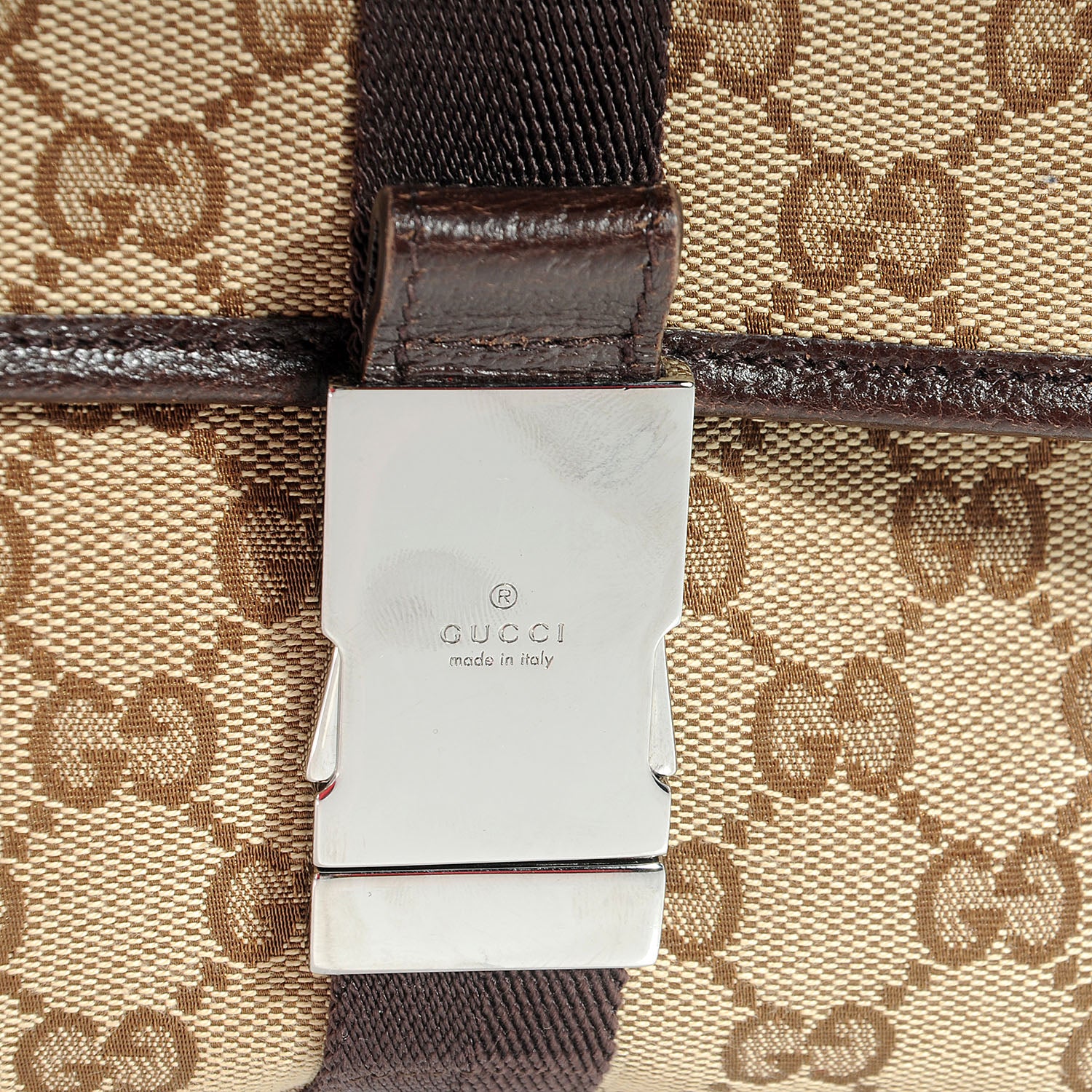 Gucci GG Monogram Buckle Belt Bag Dark Brown 8 of 8