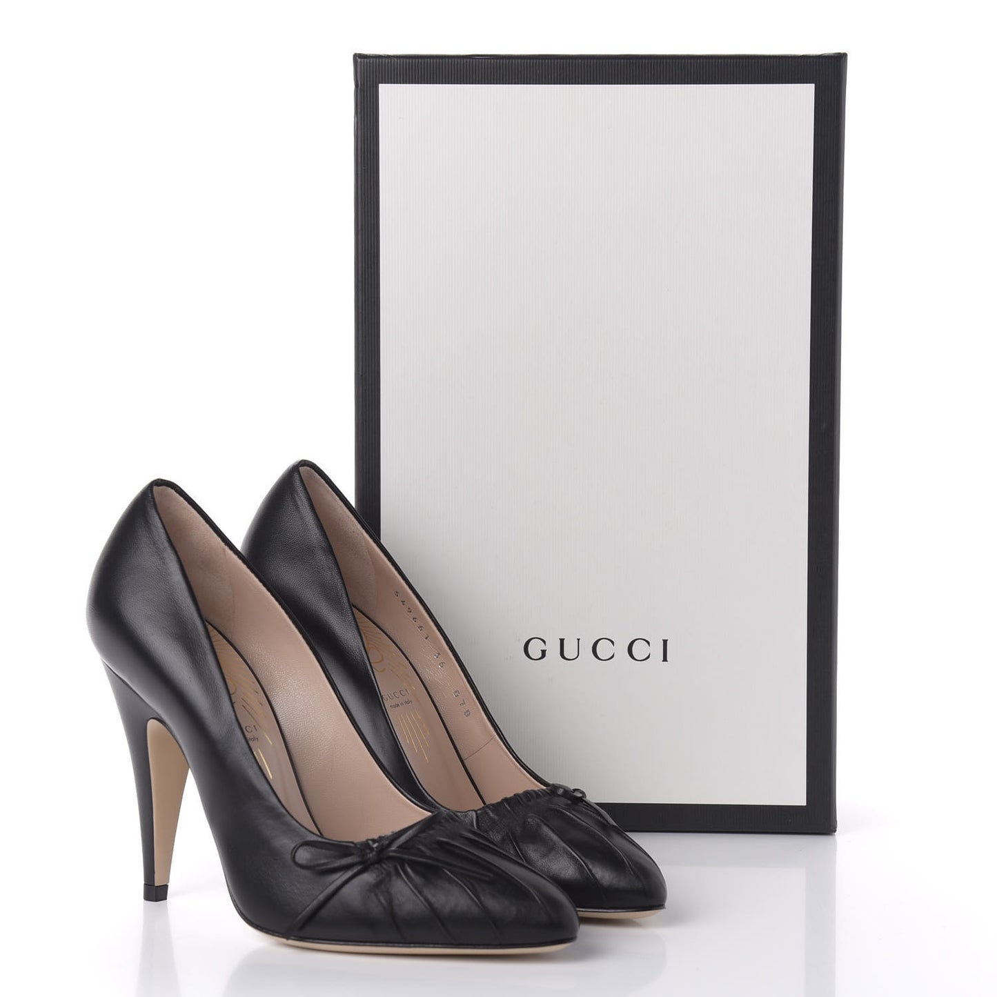 Nappa Bow High Heel Pumps 36 Black