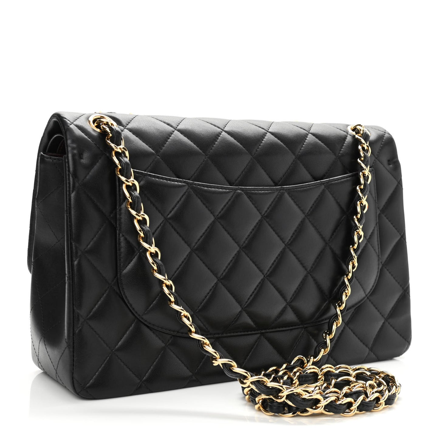 Lambskin Quilted Jumbo Double Flap Black