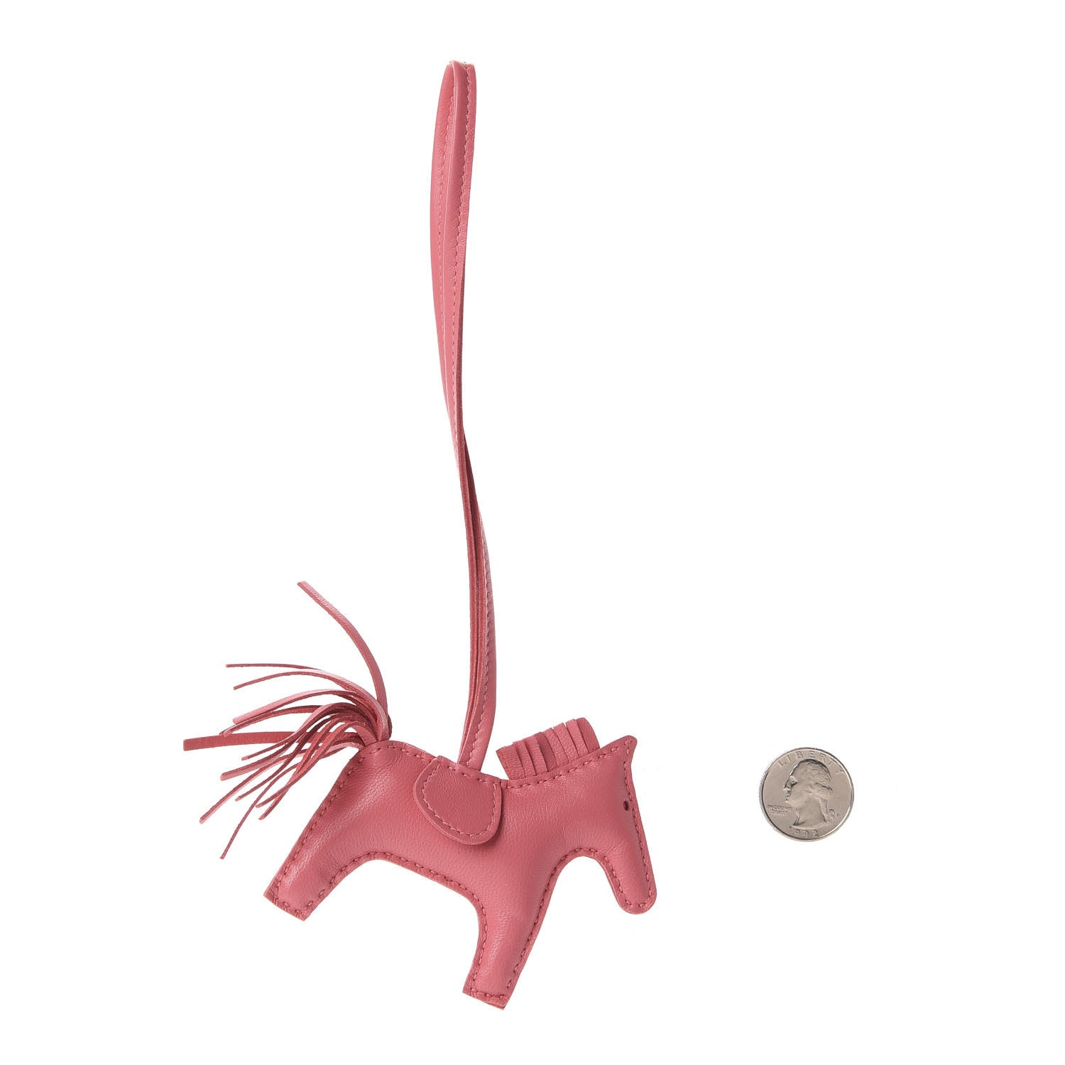 Hermes Milo Lambskin Grigri Rodeo Horse Bag Charm PM Rose Azalee 2 of 4