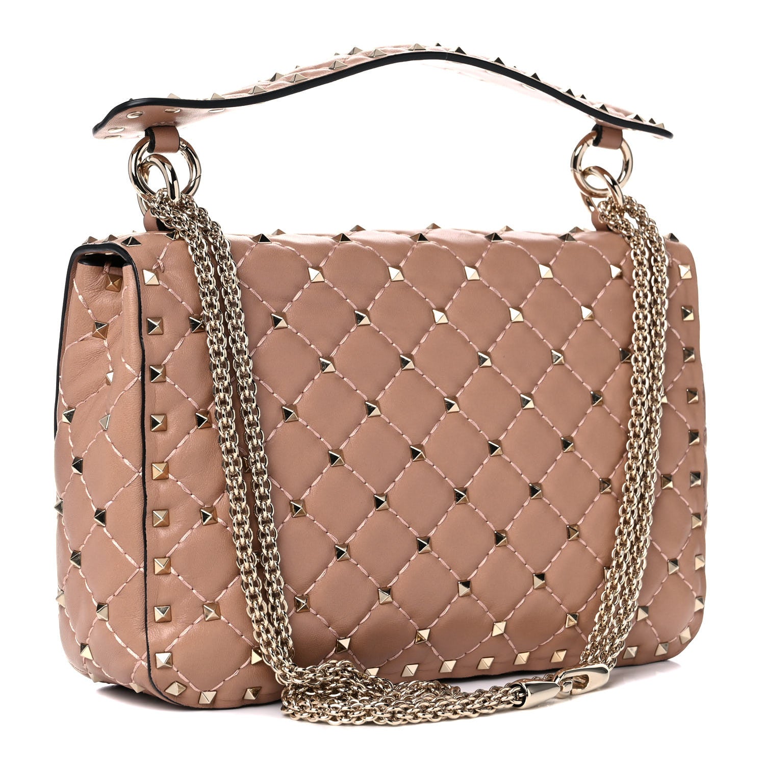 Valentino Garavani Nappa Medium Rockstud Spike Shoulder Bag Soft Noisette 3 of 13