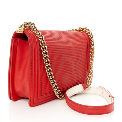 Chanel Lambskin Embossed New Medium Boy Cube Flap Red 2 of 12
