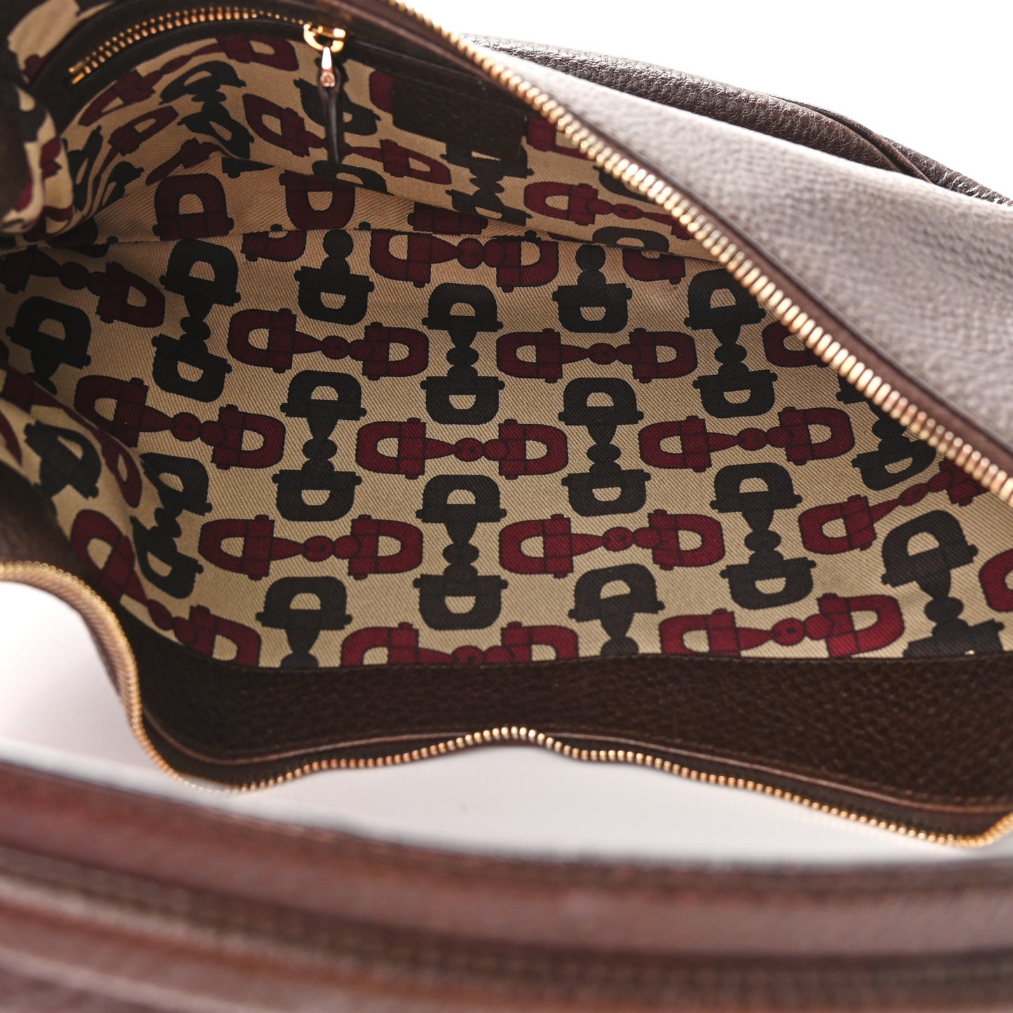 Pebbled Calfskin Half Moon Bamboo Ring Hobo Dark Brown