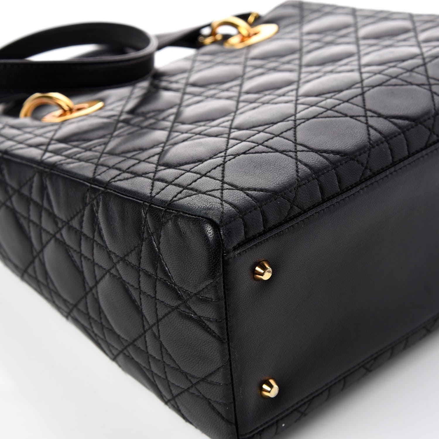 Christian Dior Lambskin Cannage Medium Lady Dior Black 9 of 17