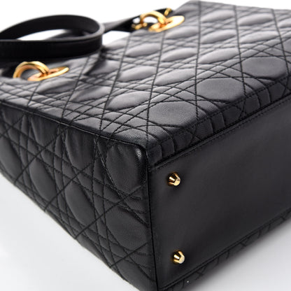 Christian Dior Lambskin Cannage Medium Lady Dior Black 9 of 17