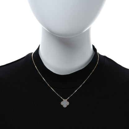 Van Cleef & Arpels 18K Yellow Gold Black Onyx Vintage Alhambra Pendant Necklace 2 of 5